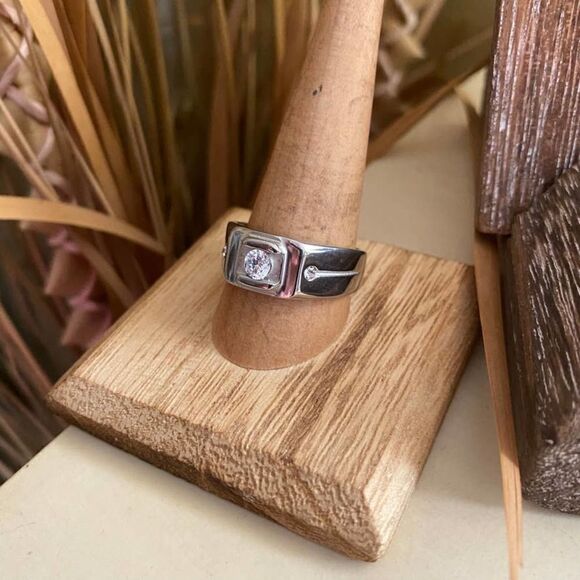 Mens Stainless Steel High Polished AAA Grade CZ Ring Size 11,12 - Picture 2 of 4